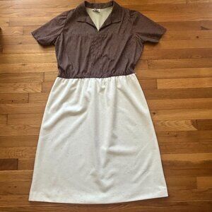 Vintage Day Dress With Polka Dot Top & Cream Skirt